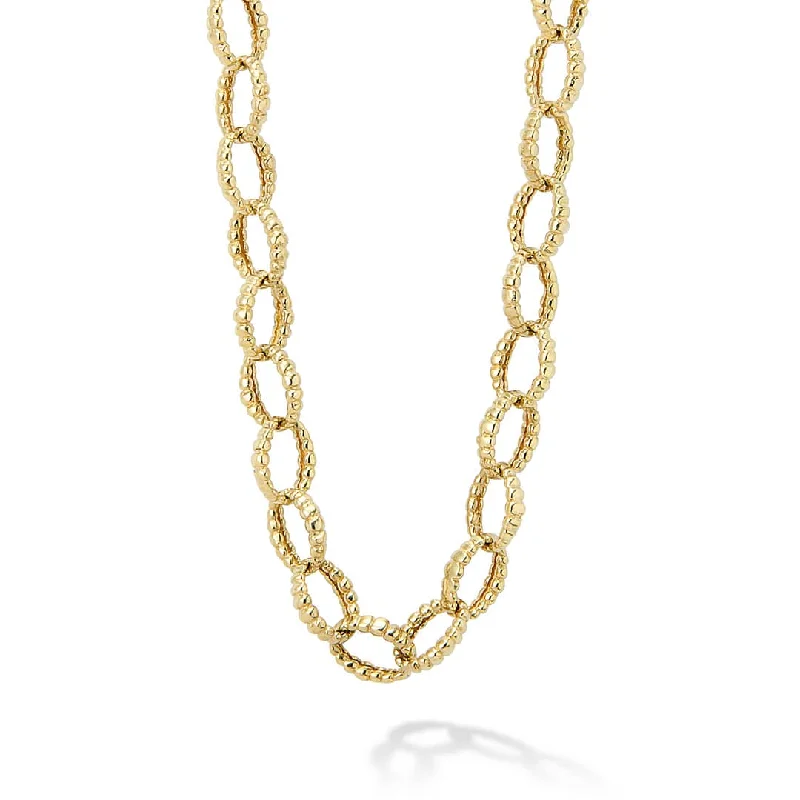 delicate gold necklaces for women-Caviar Gold 18K Gold Fluted Link Necklace