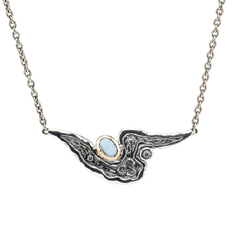 pearl pendant necklaces for women-Silver and 10k Gold Rocks 'n Rivers Necklace - Sky Blue Topaz