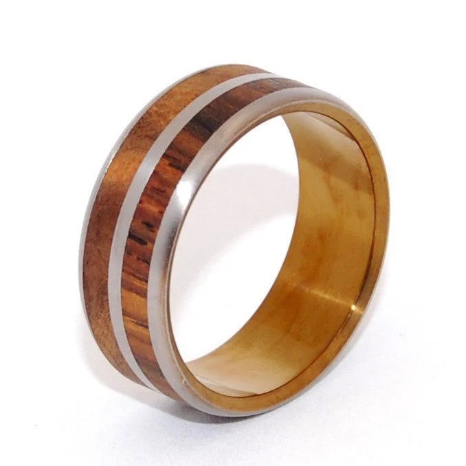 Sonora | Men's Wood, Hand Anodized Bronze & Titanium Wedding Ring