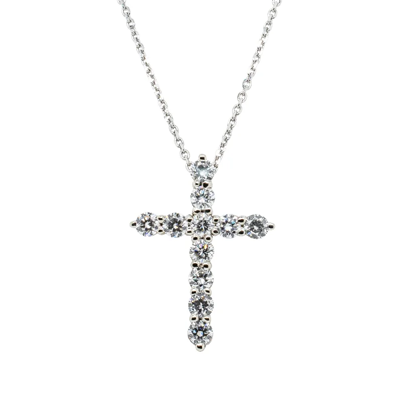 custom name necklaces for women-Deja Vu 14ct White Gold 2.00ct Diamond Cross Pendant