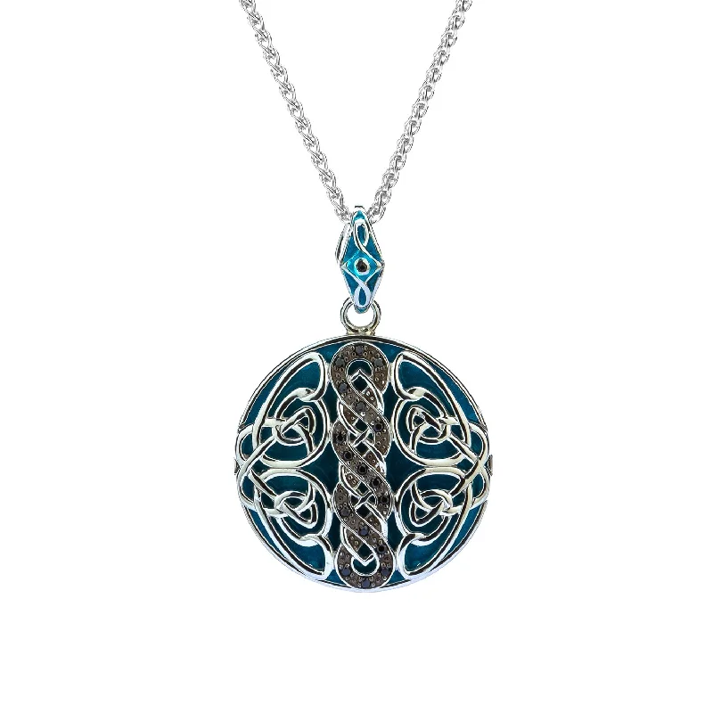 luxury pendant necklaces for women-Silver Celtic Knotwork Reversible Pendant- Large