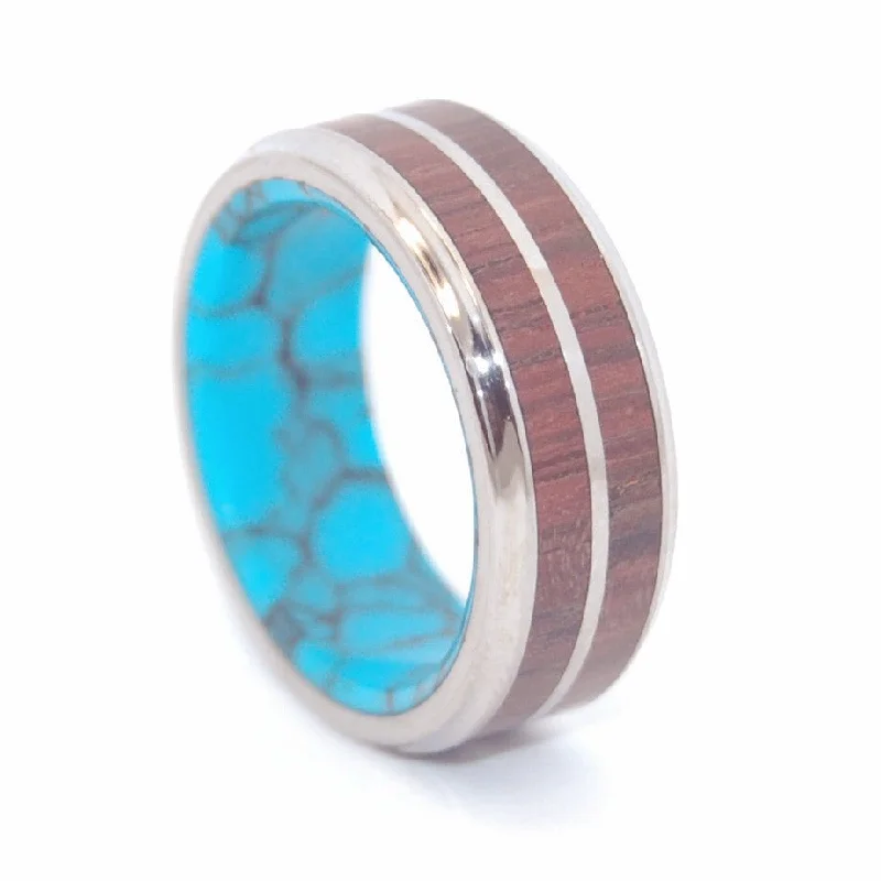 Redeemer | Men's Cocobolo Wood, Turquoise Stone & Titanium Wedding Ring