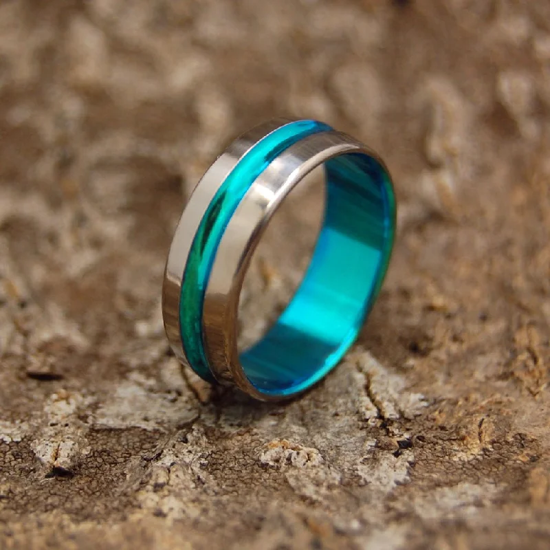 Turquoise Signature Ring | Men's Anodized Turquoise & Titanium Wedding Ring