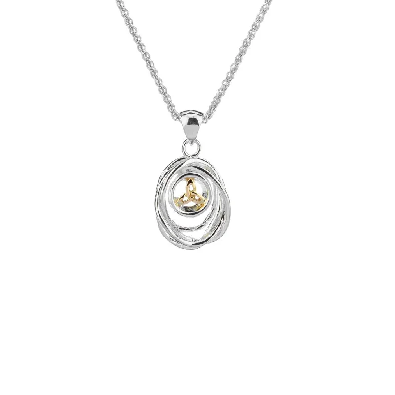 fine jewelry necklaces for women-Silver and 10k Gold Celtic Cradle of Life Pendant Small