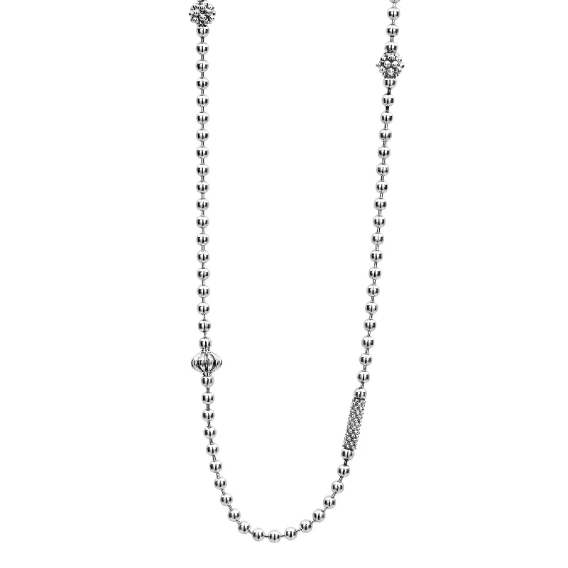 mother's day necklaces for women-Caviar Icon Silver Caviar Beaded Necklace