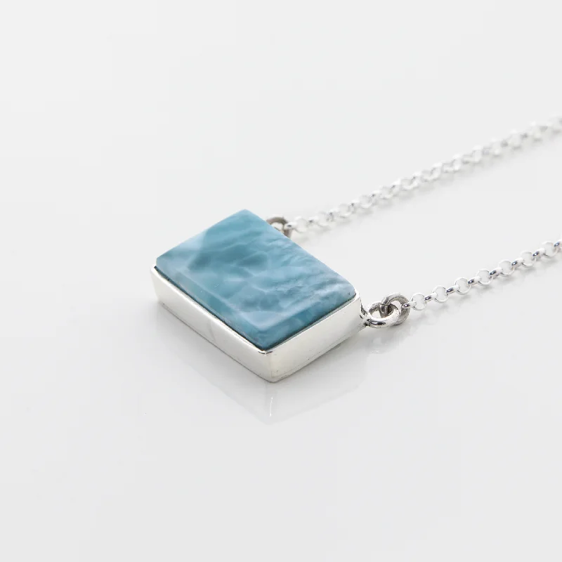 personalized family tree necklaces for women-Larimar Rectangle Necklace