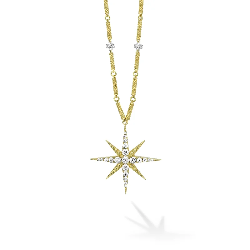 star necklaces for women-North Star 18K Gold Statement Diamond Pendant Necklace