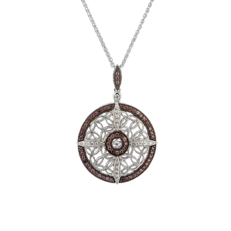 custom necklaces for women-Silver Night & Day Reversible Compass Pendant