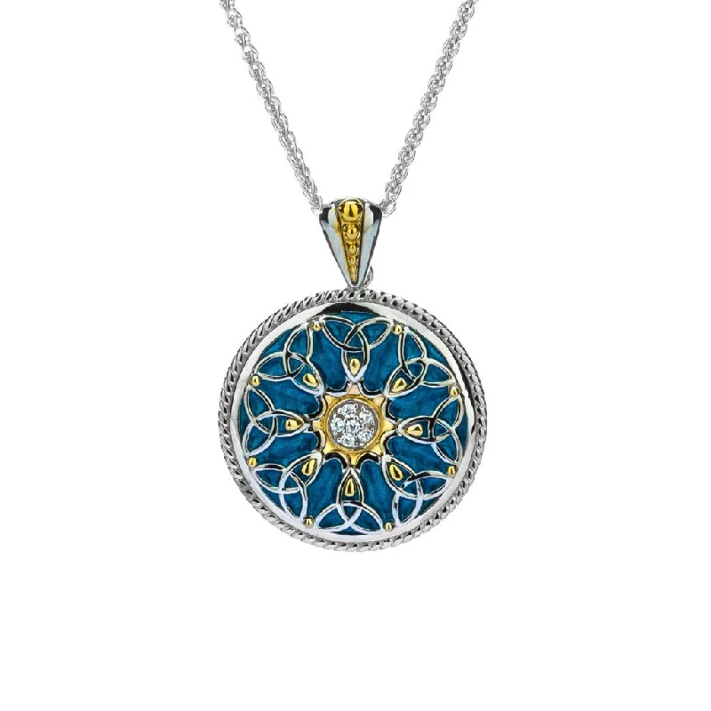 engraved necklaces for women-Silver and 10k Gold Trinity Enamel Pendant Large