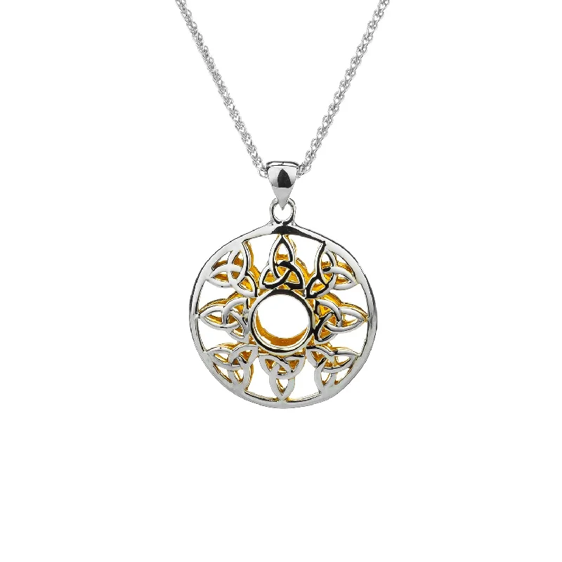 personalized necklaces for women-Silver with 22k Gold Gilding Window to the Soul Trinity Pendant