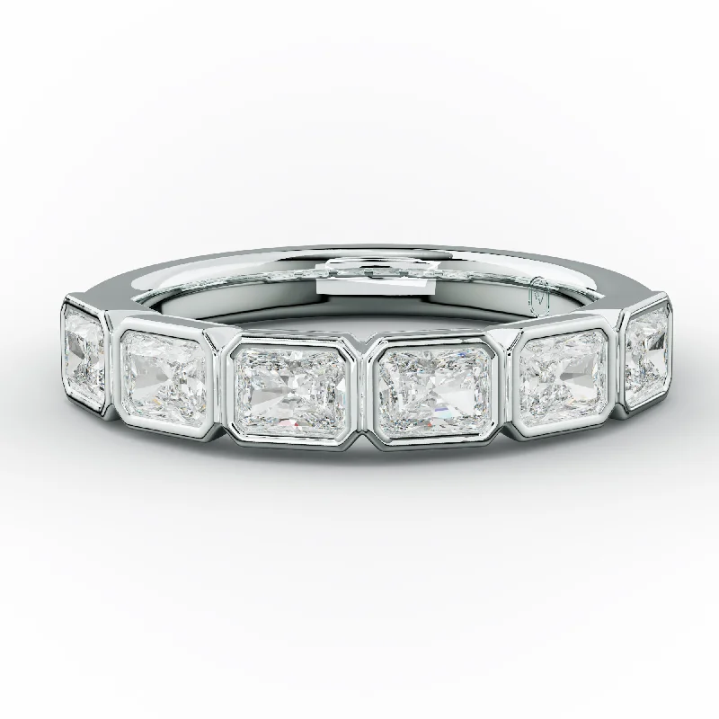 1.0 Carat East West Radiant Cut Bezel Set Diamond Anniversary Band