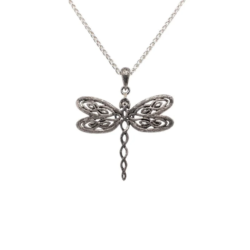 lightweight necklaces for women-Silver Dragonfly Pendant