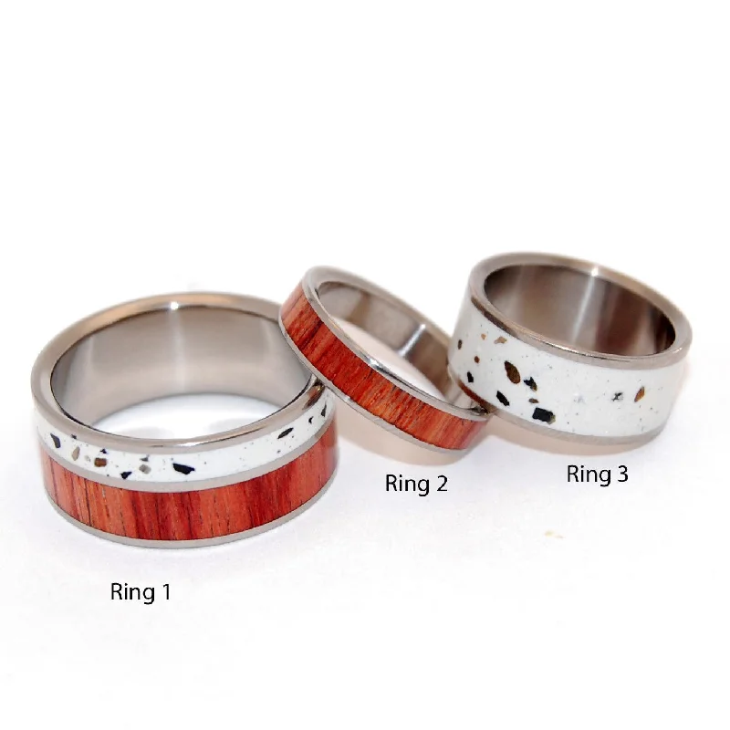 Tupelo | Concrete And Wood - Titanium Engagement And Wedding Ring Set