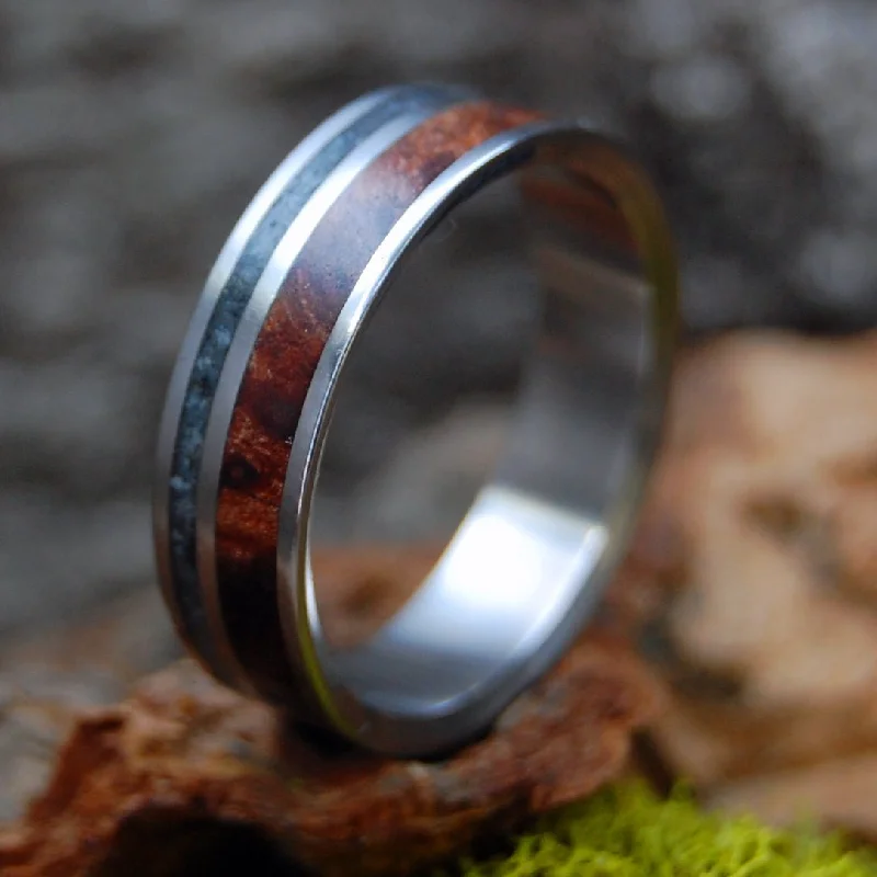 Redwood Lake Tahoe | Men's Lake Tahoe Beach Sand, Redwood & Titanium Wedding Ring