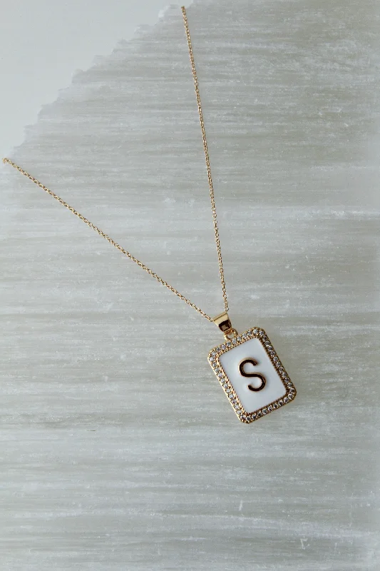 modern pendant necklaces for women-White Letter Necklace