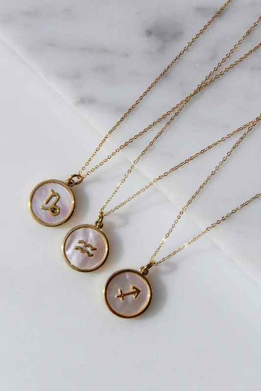 trendy necklaces for women-Pearl Zodiac Sign Necklace