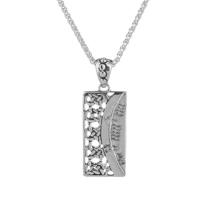 wedding necklaces for women-Silver Ogham Pendant 'Sonas-Happiness'