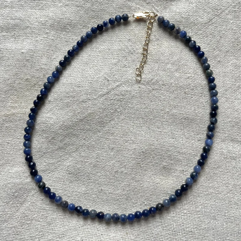 vintage necklaces for women-Sodalite 4mm Beaded Necklace - Emotional Balance