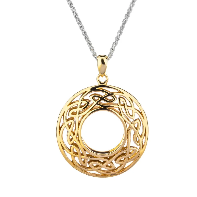 gold pendant necklaces for women-10K Yellow Gold Window to the Soul Round Pendant Large