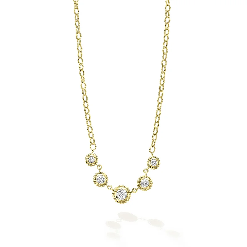 adjustable gemstone necklaces for women-Studio 18K Gold and Diamond Circle Necklace