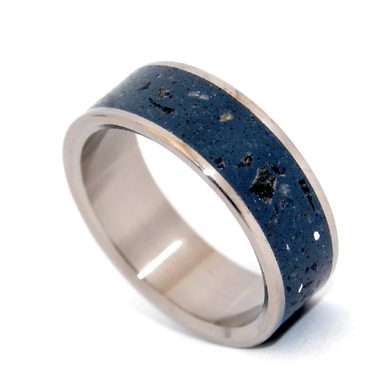 Blue Obsidian | Men's Concrete, Obsidian & Titanium Wedding Ring