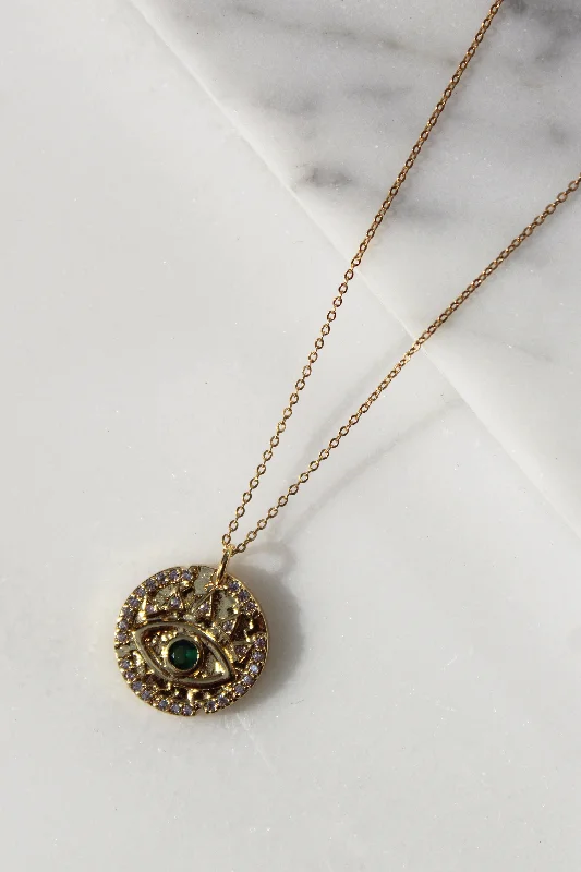 pearl necklaces for women-Emerald Eye Necklace