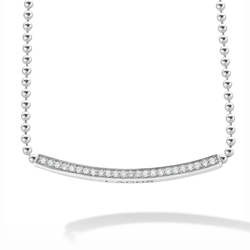 wedding necklaces for women-Caviar Spark Large Station Diamond Beaded Necklace