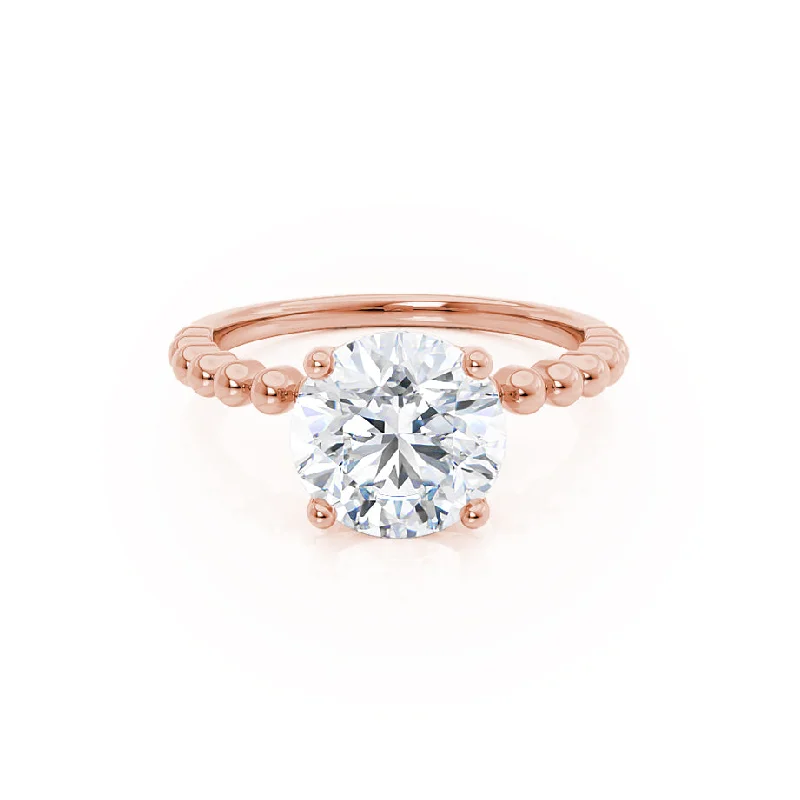 cushion cut engagement rings for women-JULANE - Bubble & Bead Solitaire Moissanite Engagement Ring 18k Rose Gold