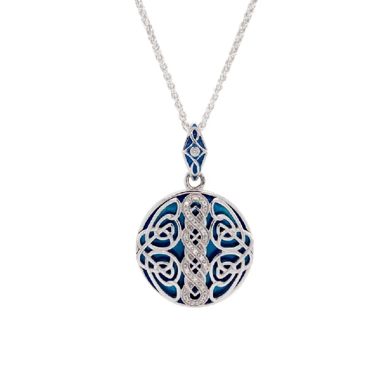 cubic zirconia necklaces for women-Silver Celtic Knotwork Reversible Pendant