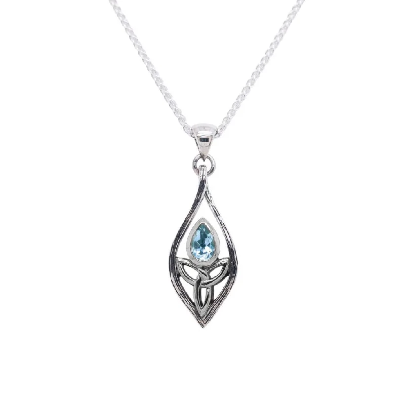 choker necklaces for women-Silver Guardian Angel Pendant - Small - Blue Topaz