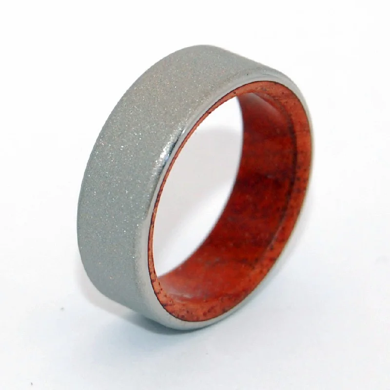 Sanctum Sandblasted | Men's Amboyna Burl Wood & Titanium Wedding Ring