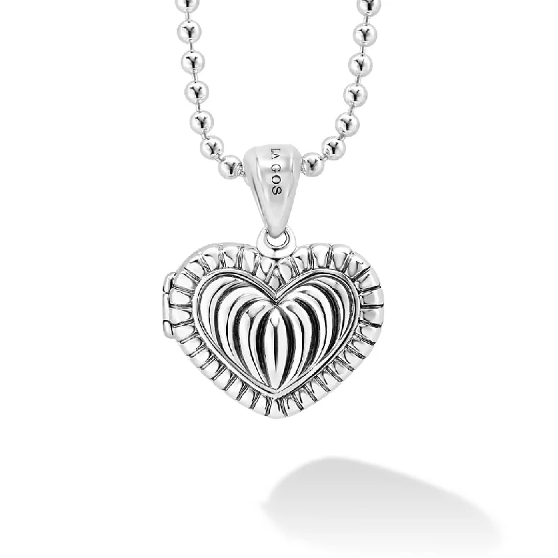 personalized necklaces for women-Beloved Fluted Heart Locket Necklace