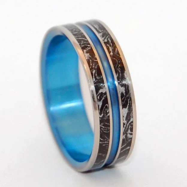 Stand And Deliver | Men's Titanium & Hand Anodized Blue Wedding Ring