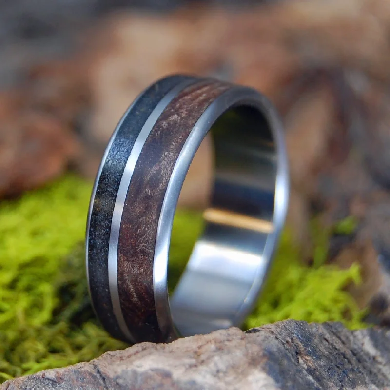 Daytona | Men's Beach Sand, Dark Maple Wood & Titanium Wedding Ring