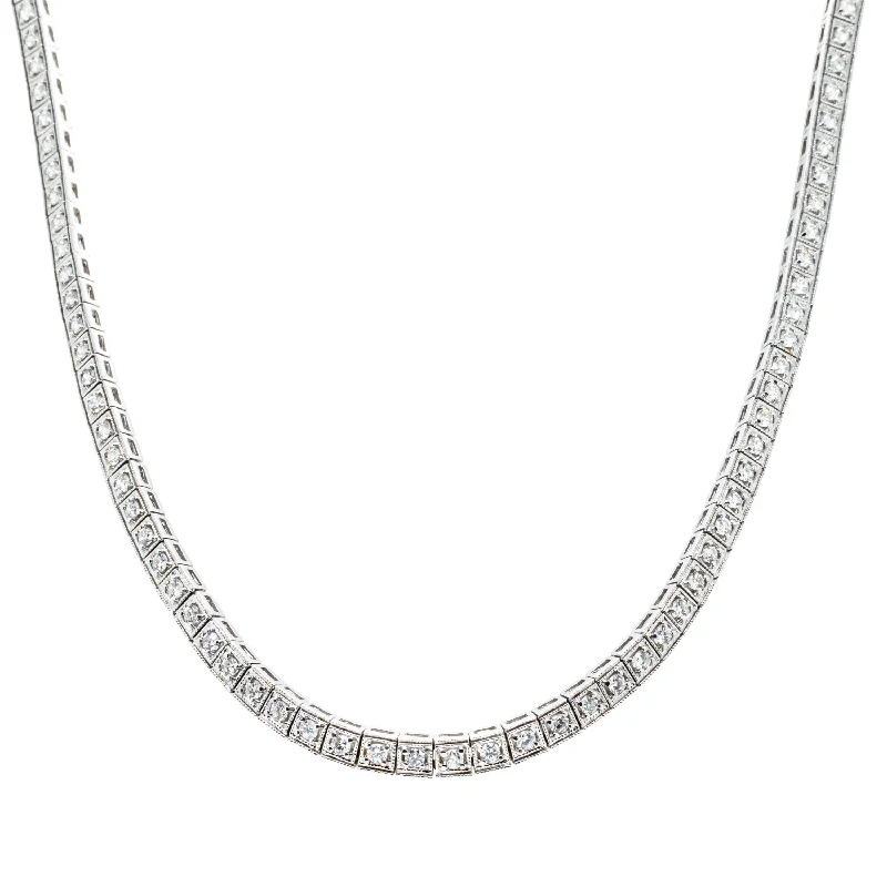 cubic zirconia necklaces for women-Deja Vu 18ct White Gold 3.68ct Diamond Necklace