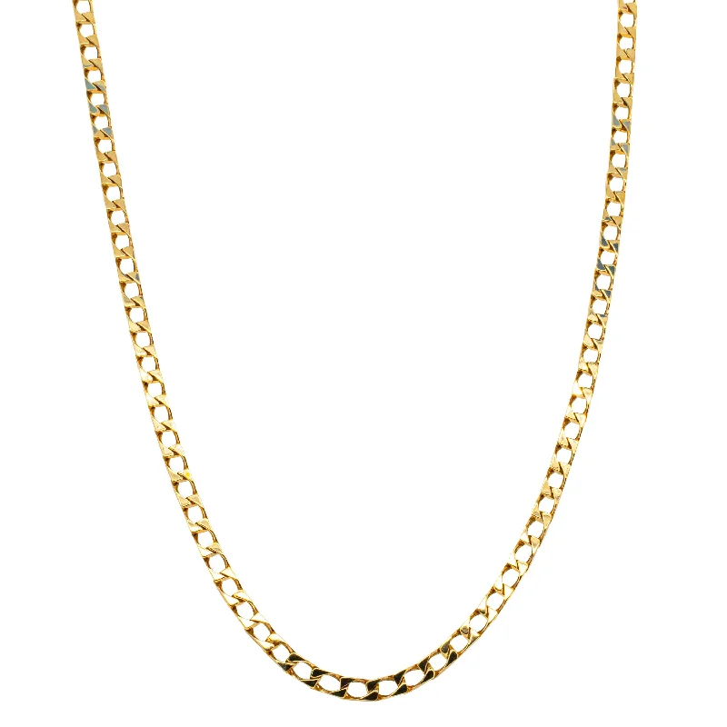 minimalist gold necklaces for women-Deja Vu 9ct Yellow Gold Flat Curb Link Necklace