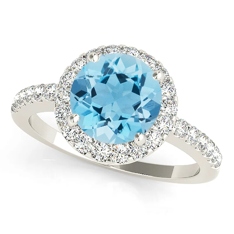 2.00 ct. Genuine Aquamarine Ring With Halo