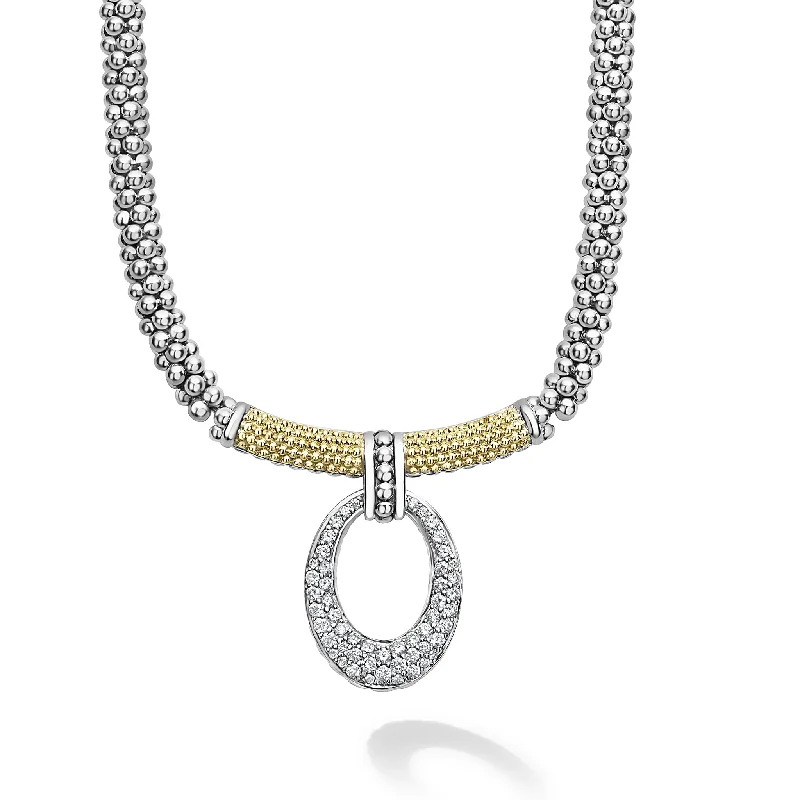 custom necklaces for women-Caviar Lux Diamond Oval Caviar Necklace