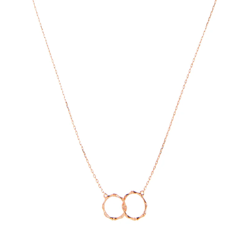 birthstone pendant necklaces for women-14K Rose Gold Intertwined Bamboo Hoop Infinity Necklace