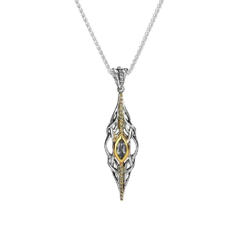 delicate necklaces for women-Silver and 10k Gold Tempest Pendant - Marquise Topaz