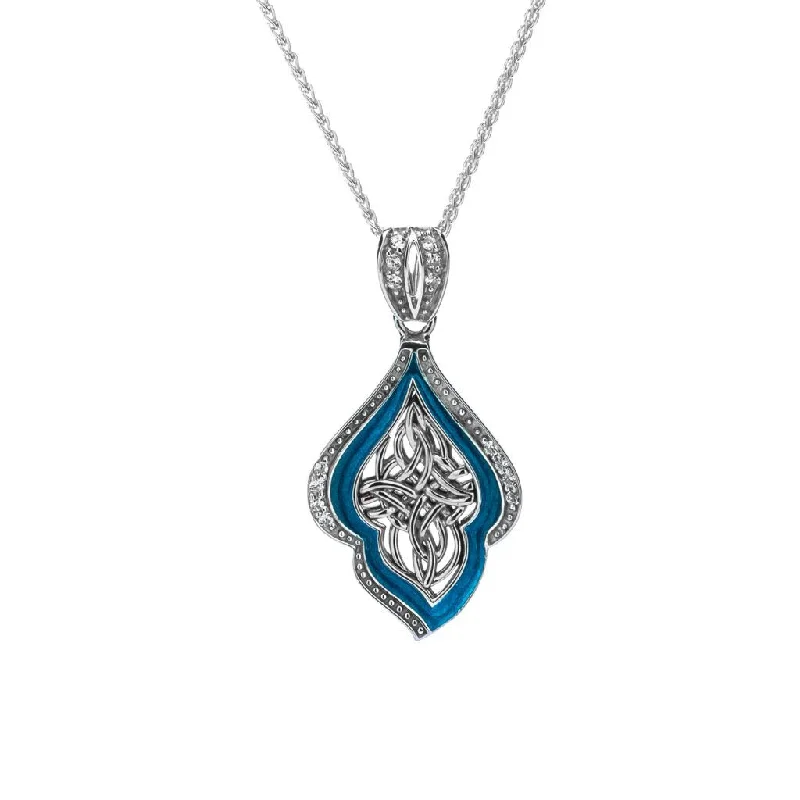 trendy layered necklaces for women-Silver Path of Life Enamel Pendant