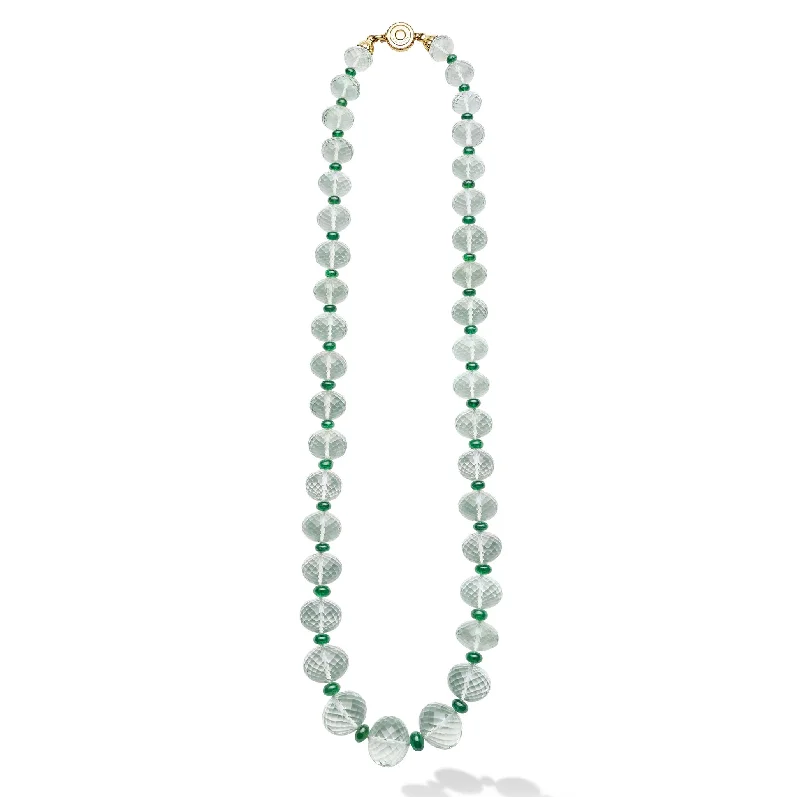 silver pendant necklaces for women-Studio 18K Green Quartz and Tsavorite Garnet Necklace