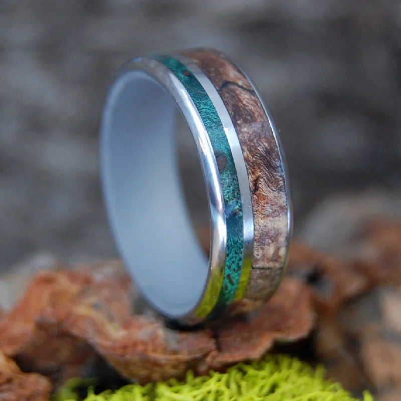 Two Maples | Men's Green Maple, Spalted Maple Wood & Titanium Wedding Ring