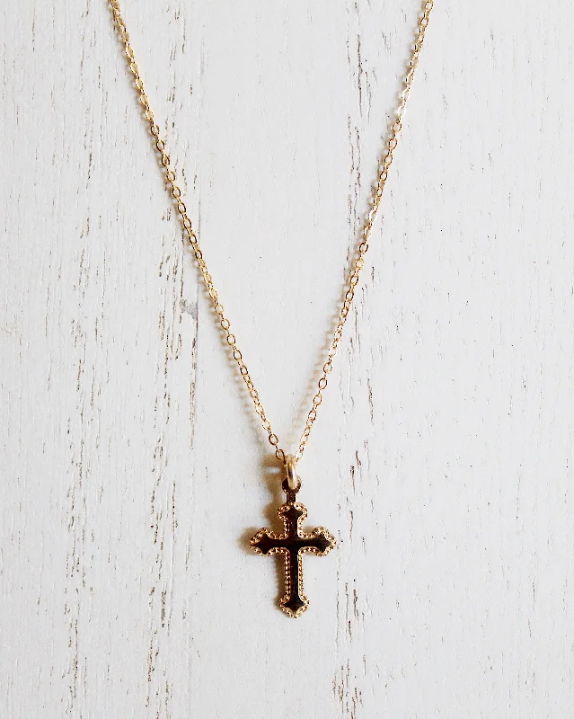 bohemian necklaces for women-Mini Baby Cross Necklace