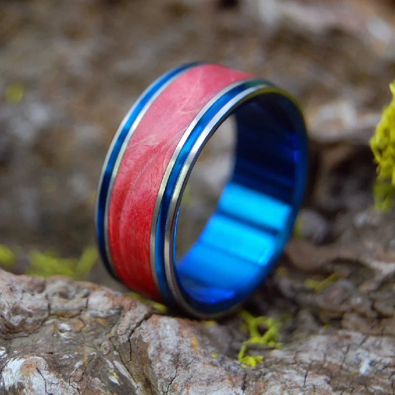 The Jig Is Up | Men's Red Box Elder Wood & Titanium Wedding Ring