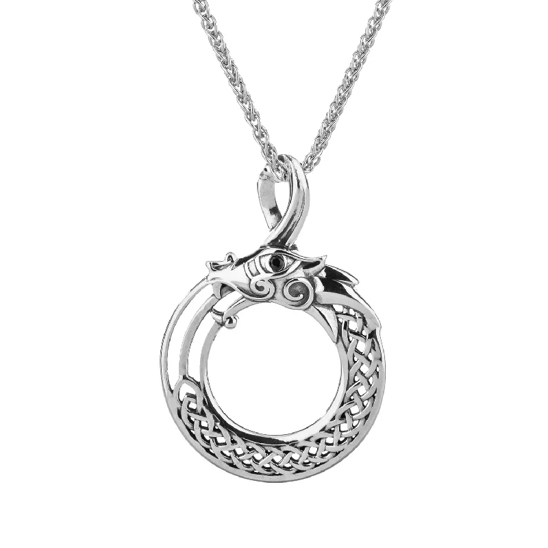 pearl pendant necklaces for women-Silver Dragon Open Body Pendant