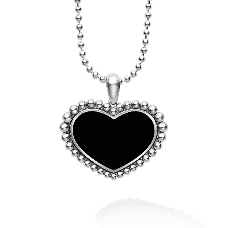 luxury gold necklaces for women-Maya Large Onyx Heart Pendant Necklace