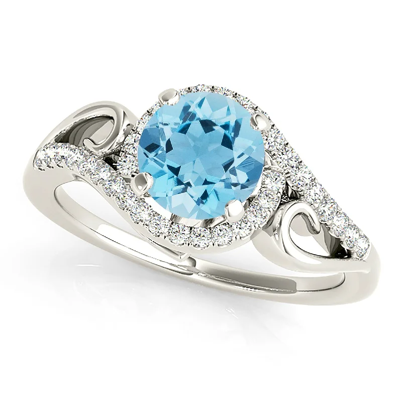 1.65 ct. Genuine Aquamarine Ring With Wrap Around Halo