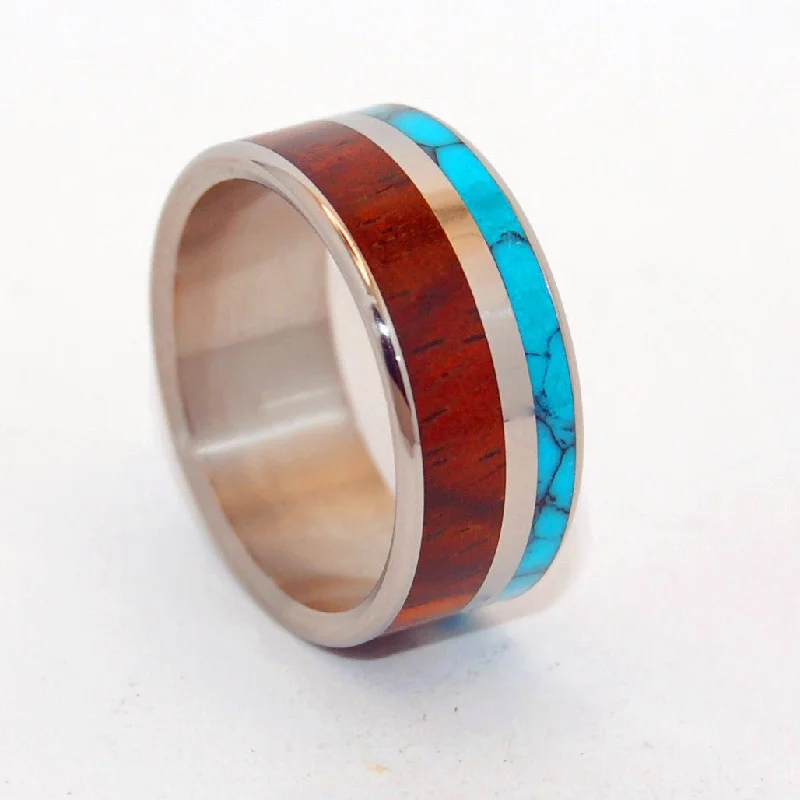 Love And Beyond | Men's Turquoise, Wood & Titanium Wedding Ring