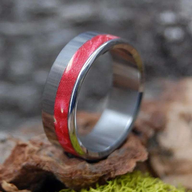 Paper Heart | Men's Red Box Elder Wood & Titanium Wedding Ring